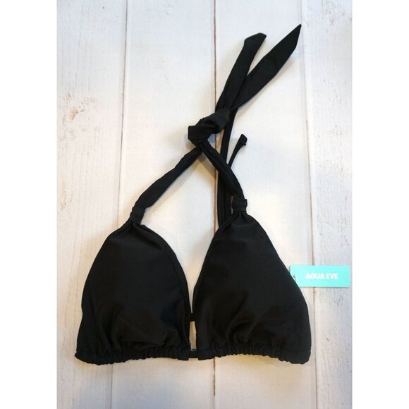 Aqua Eve Other - Aqua Eve Black Halter Bikini Top - Size XL, NWT